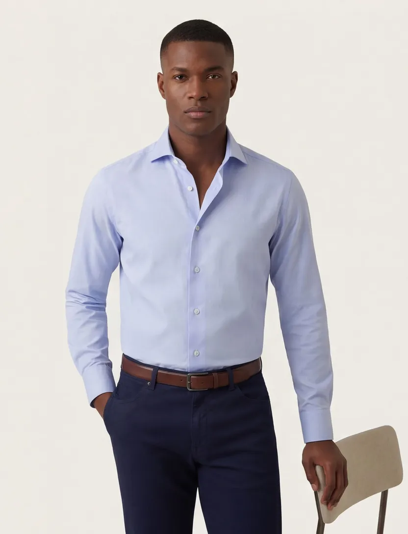 Xacus tailored fit overhemd lichtblauw cutaway boord