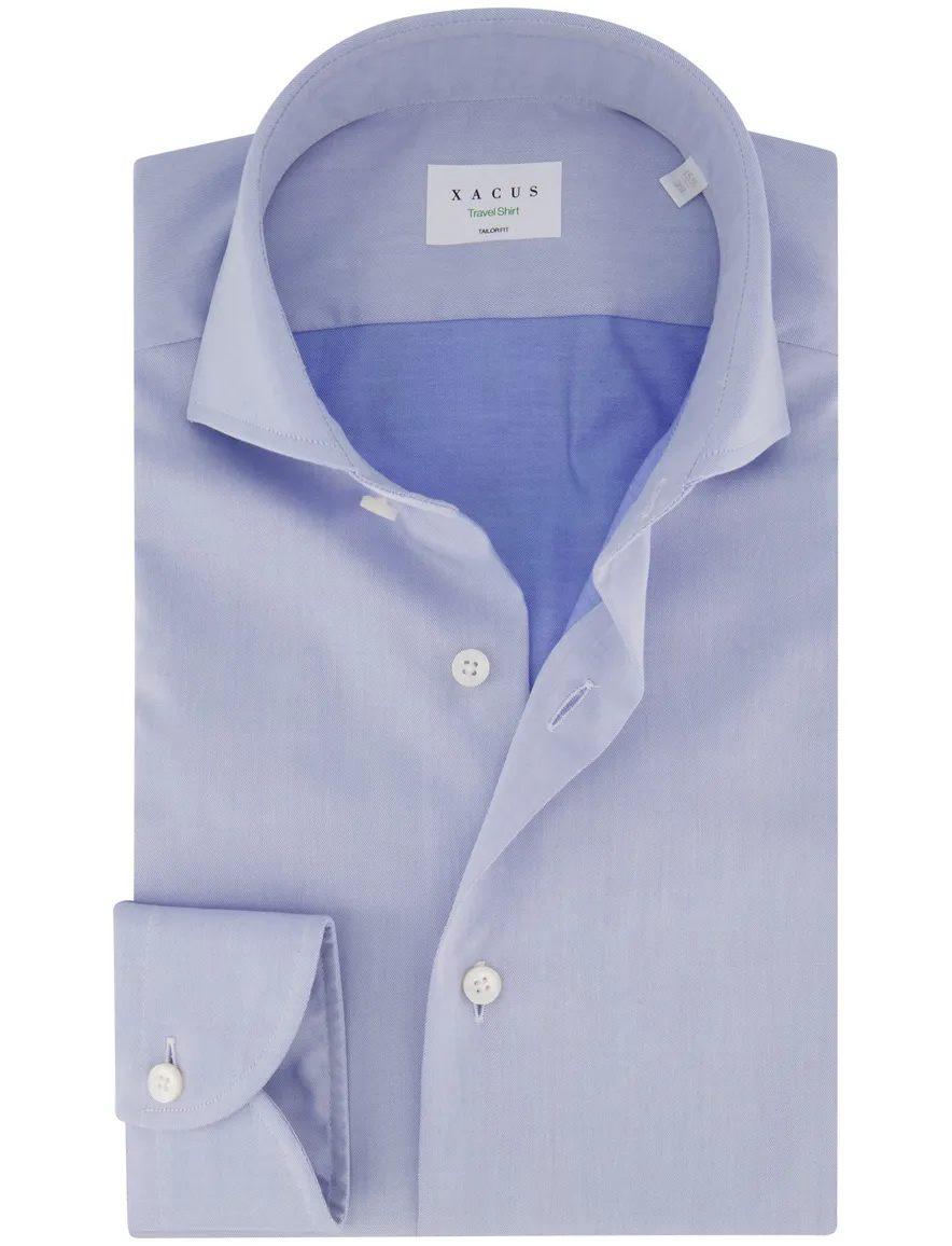 Xacus tailored fit overhemd lichtblauw katoen