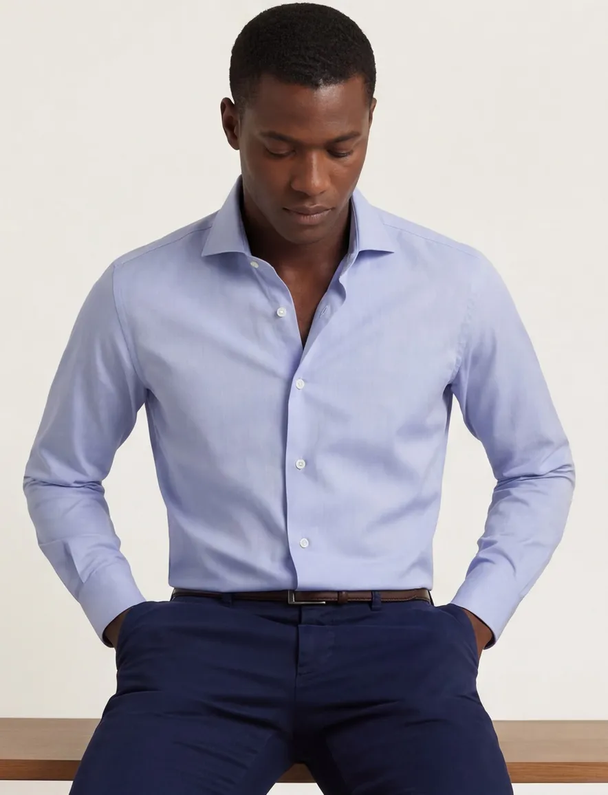 Xacus tailored fit overhemd lichtblauw katoen
