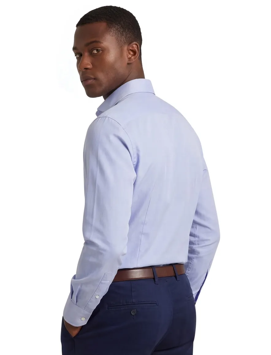 Xacus tailored fit overhemd lichtblauw katoen