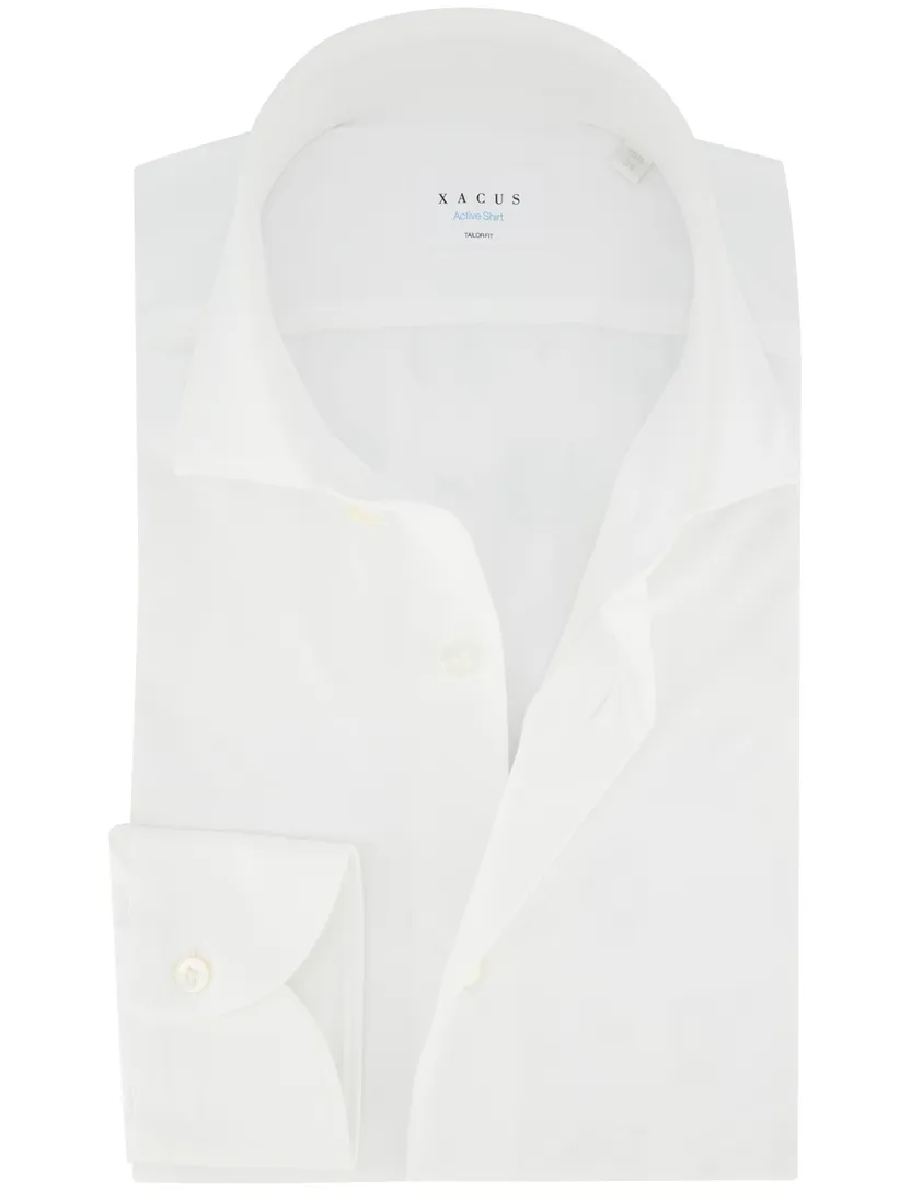 Overhemd Xacus wit slim fit wide spread boord