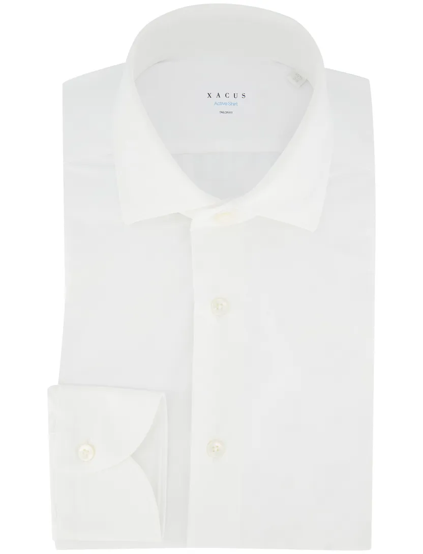 Overhemd Xacus wit slim fit wide spread boord