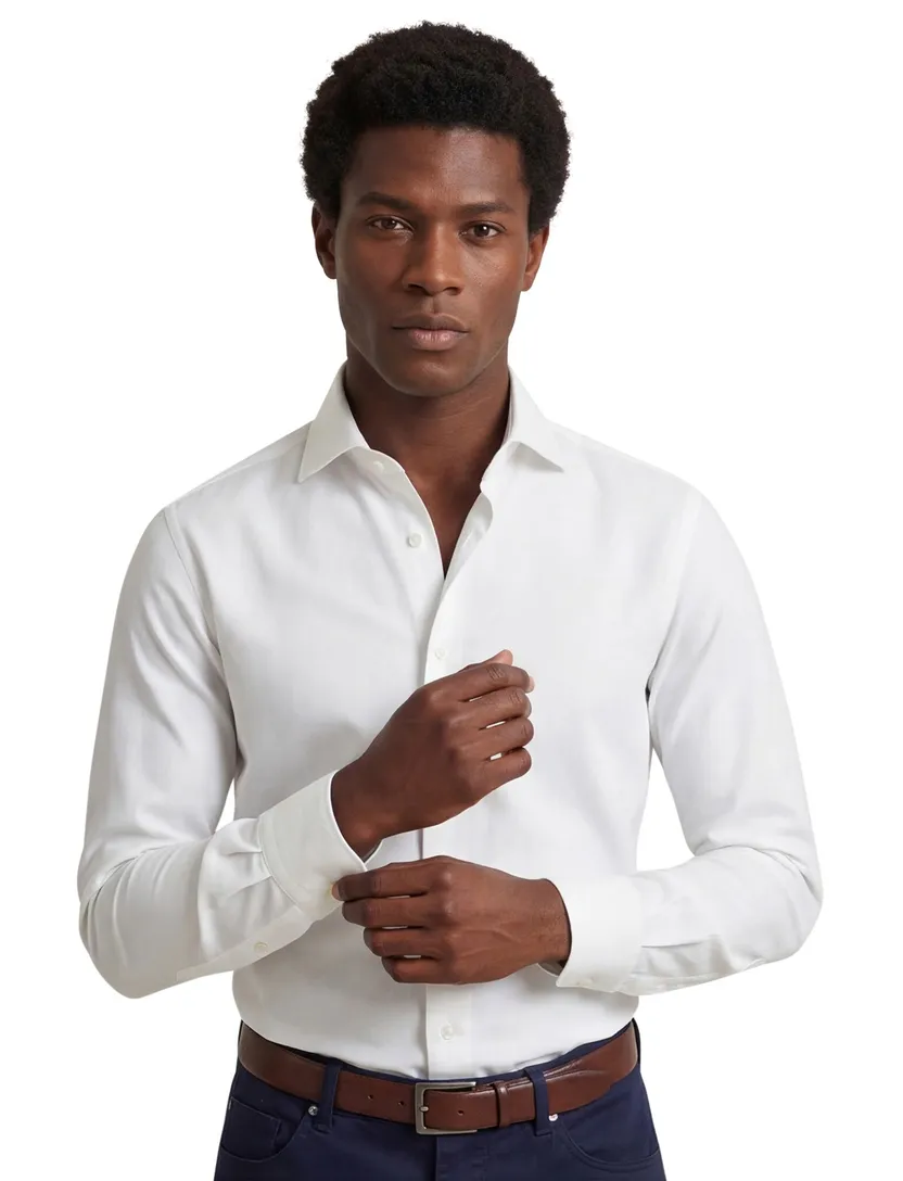 Overhemd Xacus wit slim fit wide spread boord