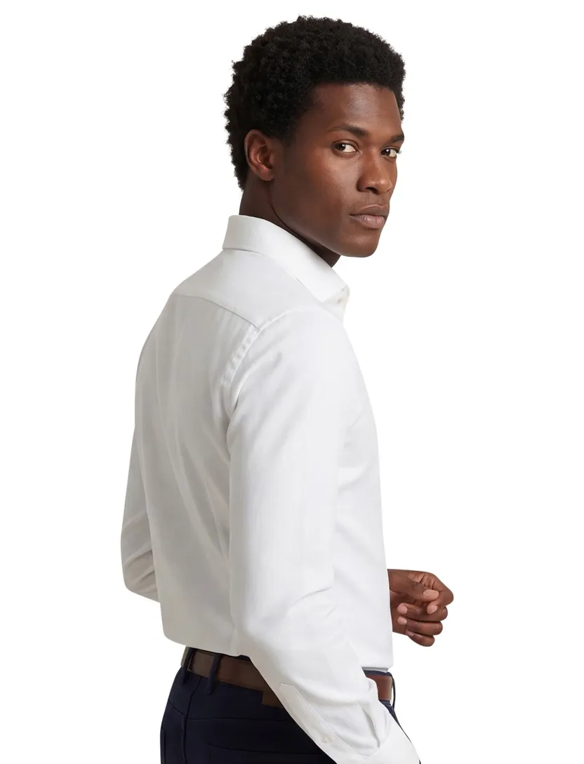 Overhemd Xacus wit slim fit wide spread boord