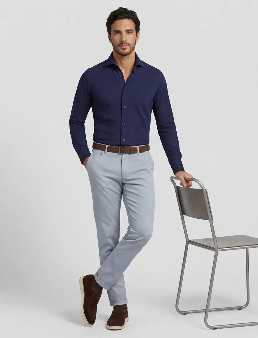 Xacus evolution fit overhemd donkerblauw