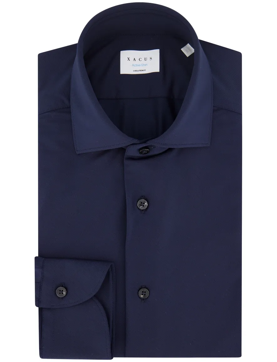 Xacus evolution fit overhemd donkerblauw