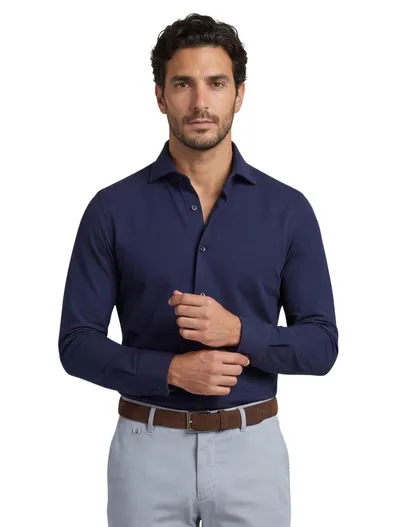 Xacus Xacus evolution fit overhemd donkerblauw effen