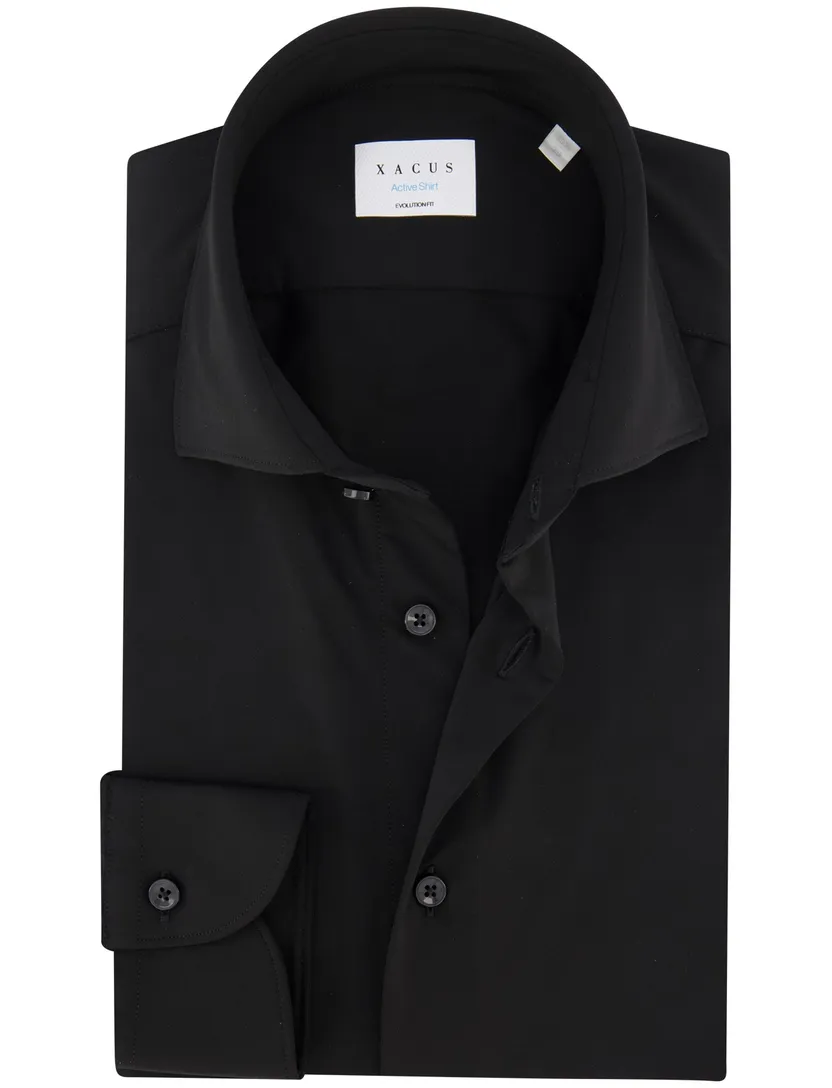 Xacus overhemd zwart evolution fit polyamide active shirt