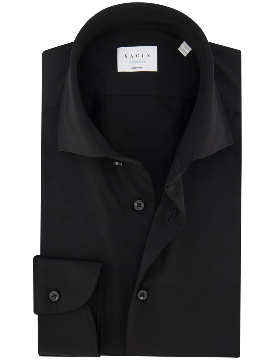 Xacus overhemd zwart evolution fit polyamide
