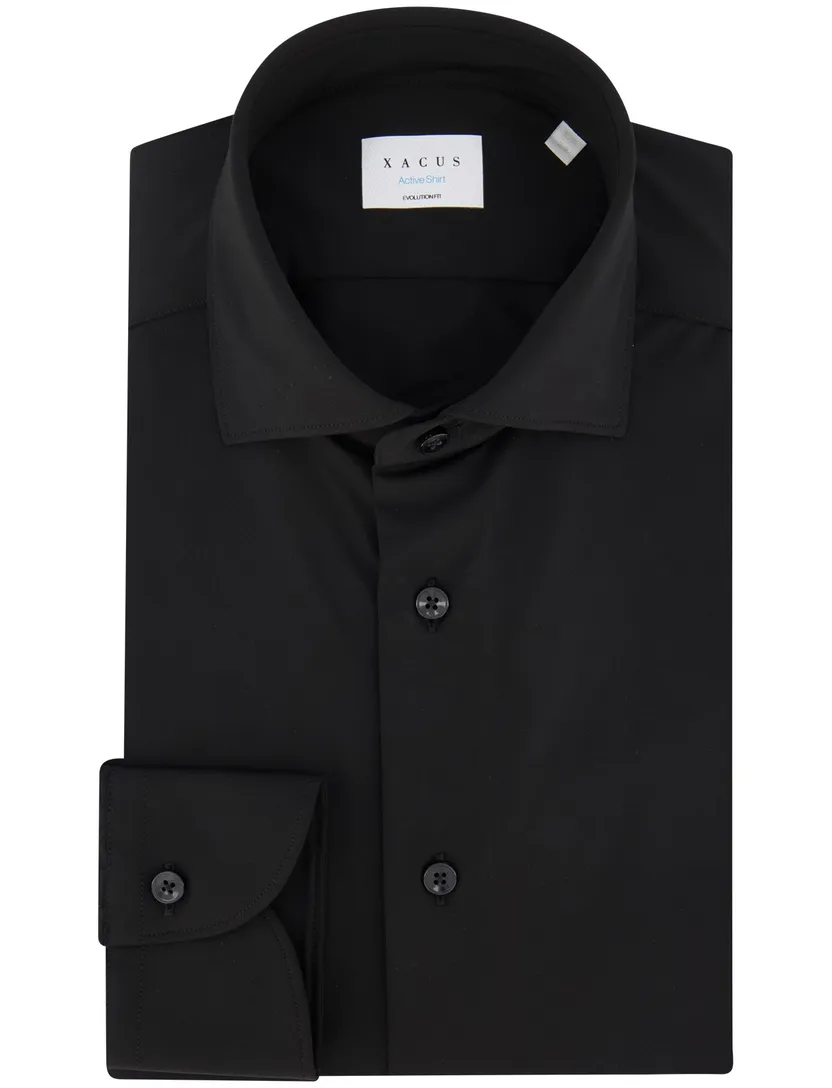 Xacus overhemd zwart evolution fit polyamide active shirt
