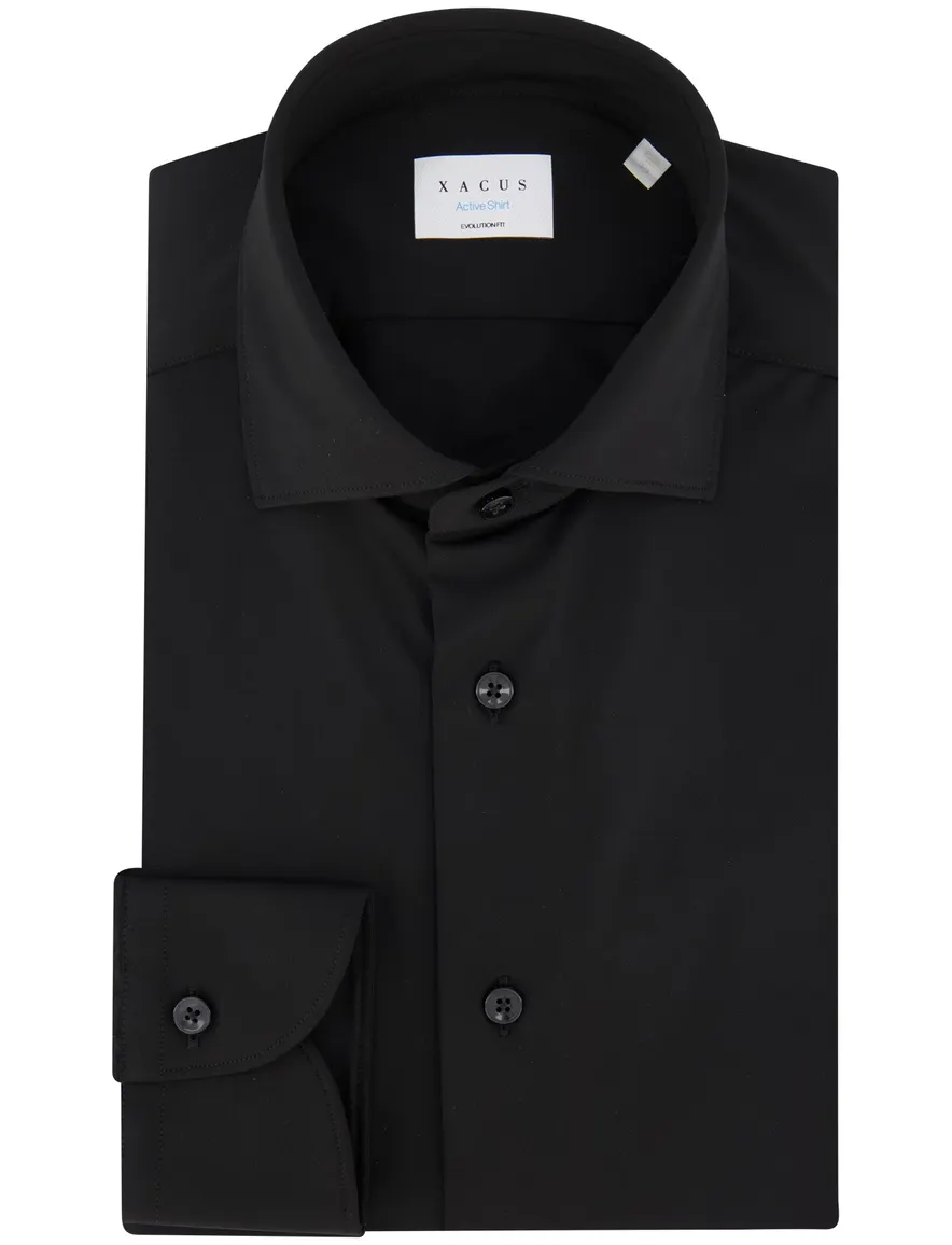 Xacus overhemd zwart evolution fit polyamide