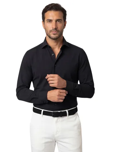 Xacus Xacus overhemd zwart evolution fit polyamide active shirt