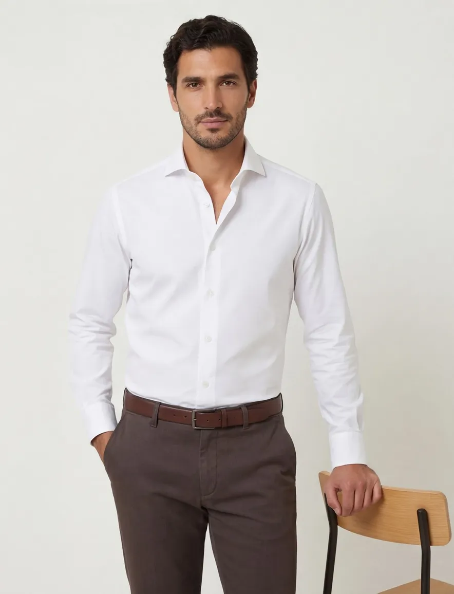 Xacus tailored fit overhemd wit
