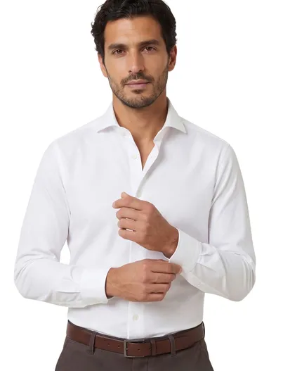Xacus Xacus tailored fit overhemd wit effen
