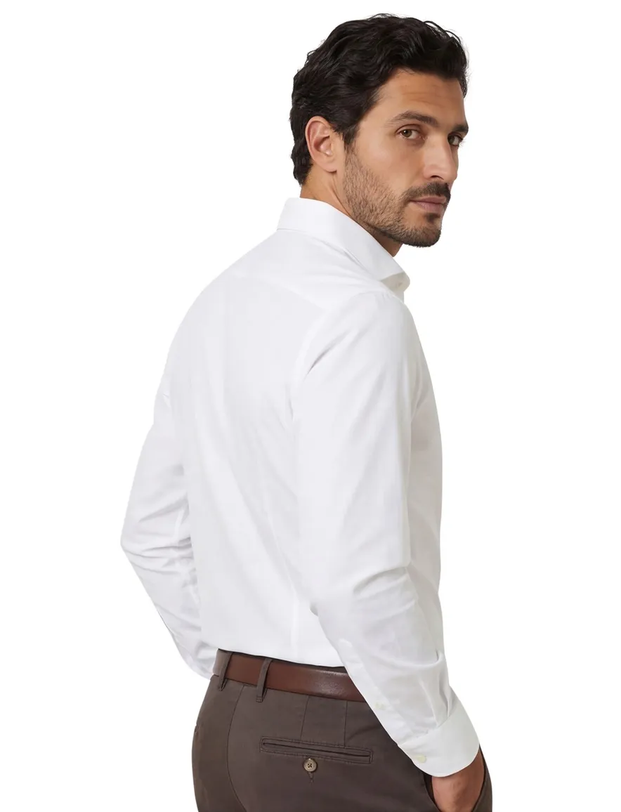 Xacus tailored fit overhemd wit effen