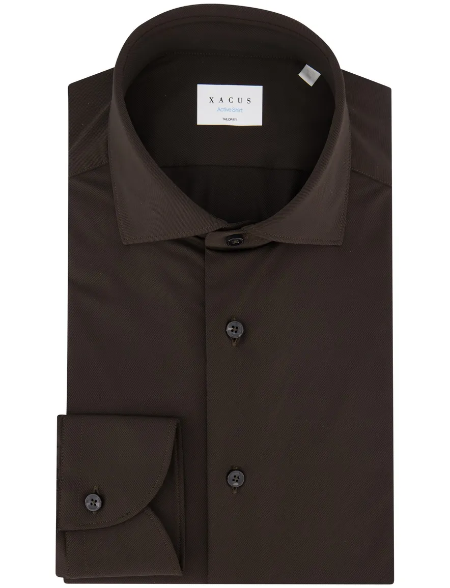 Xacus tailored overhemd bruin