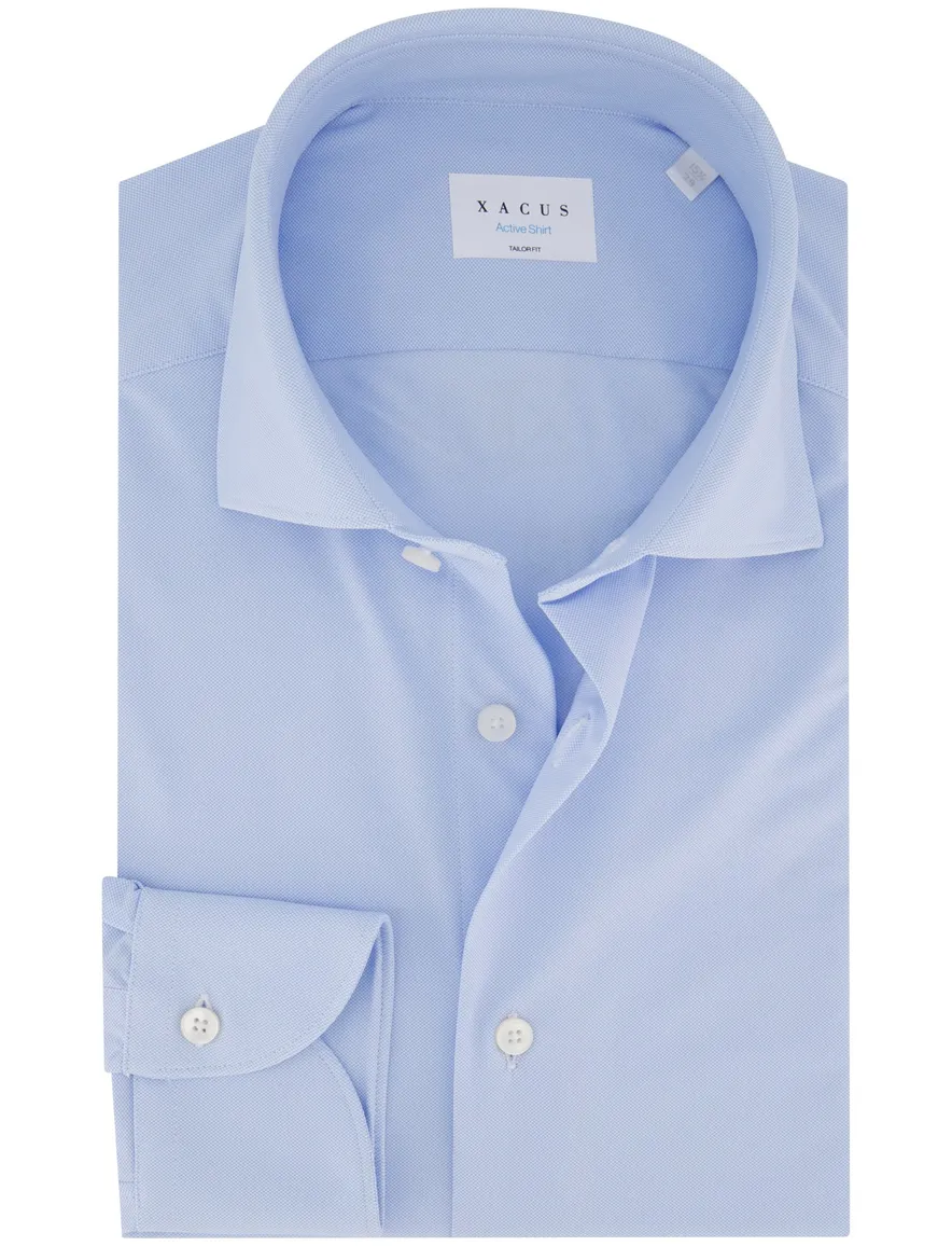 Xacus tailored fit overhemd effen lichtblauw Active Shirt