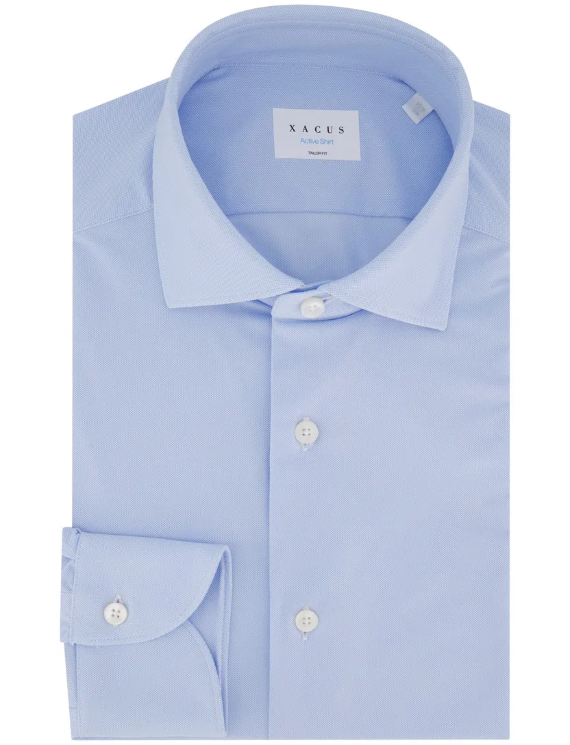 Xacus tailored fit overhemd effen lichtblauw Active Shirt polyamide