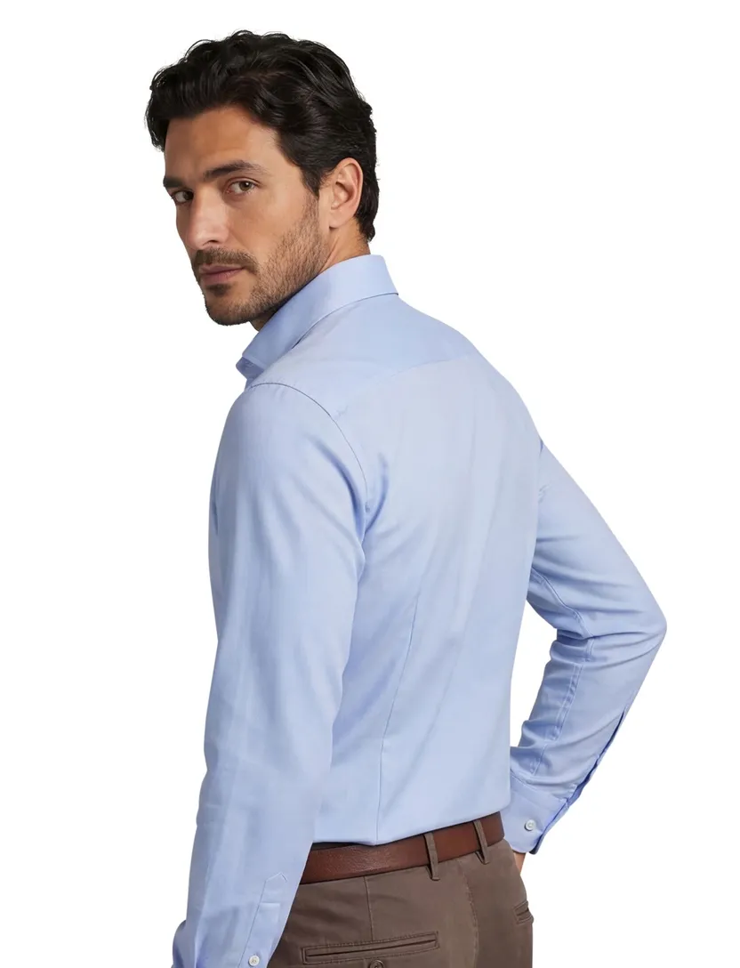 Xacus tailored fit overhemd effen lichtblauw Active Shirt polyamide