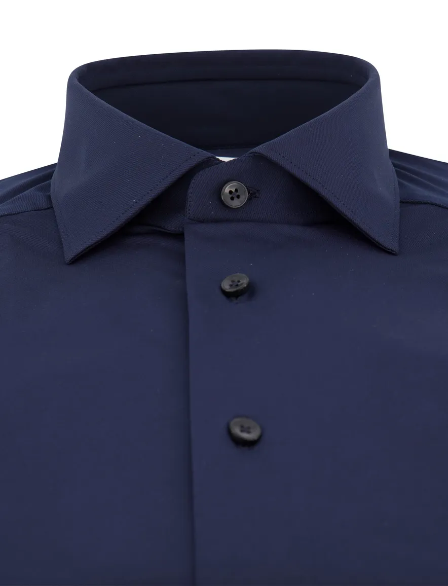 Xacus overhemd donkerblauw effen polyamide active shirt