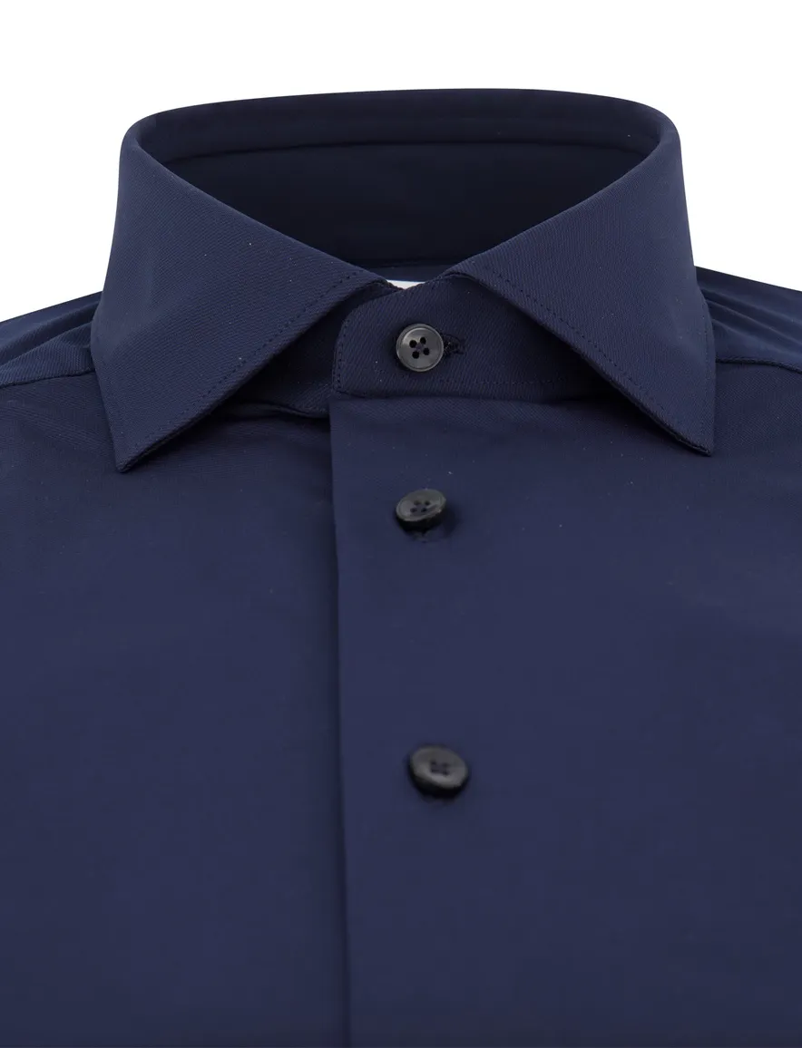 Xacus overhemd donkerblauw effen