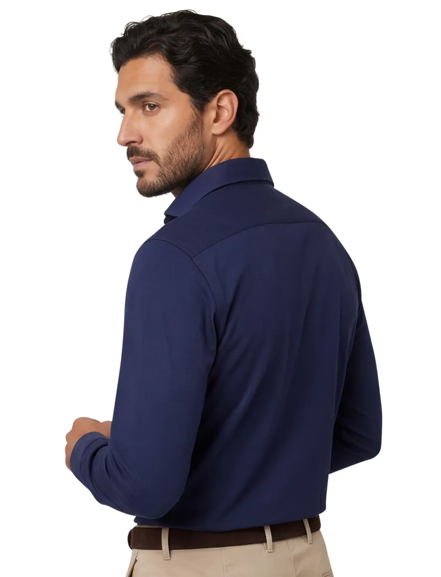 Xacus overhemd donkerblauw effen