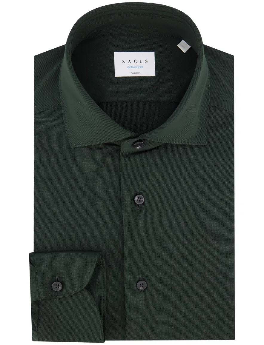 Xacus tailored fit overhemd donkergroen Active Shirt