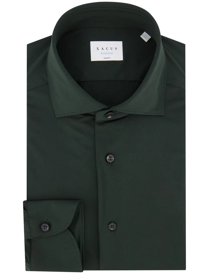 Xacus tailored fit overhemd donkergroen polyester
