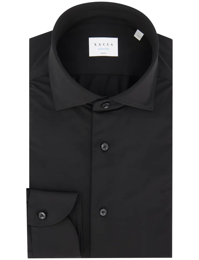 Xacus Active overhemd zwart jersey normale fit