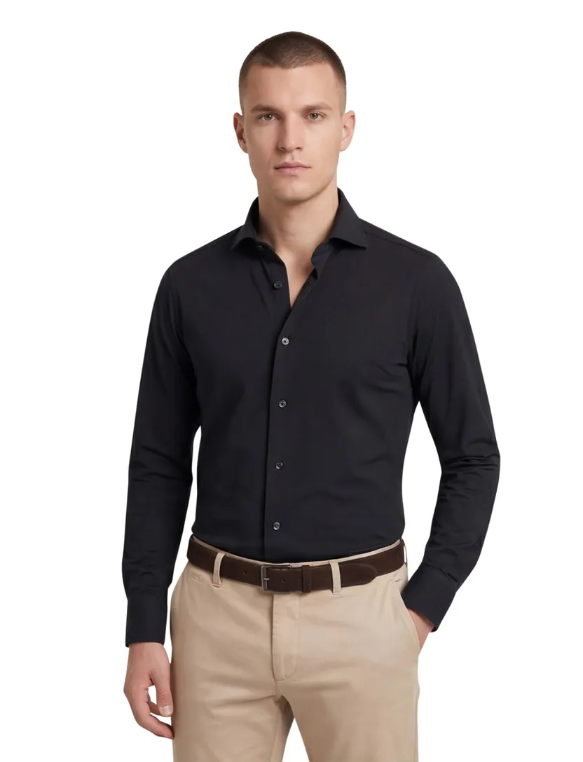 Xacus Active overhemd zwart jersey normale fit
