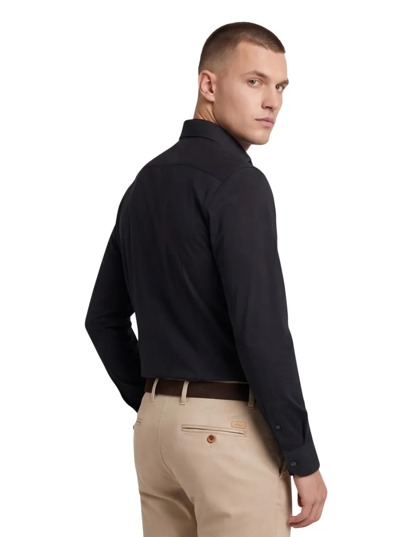 Xacus Active overhemd zwart jersey normale fit