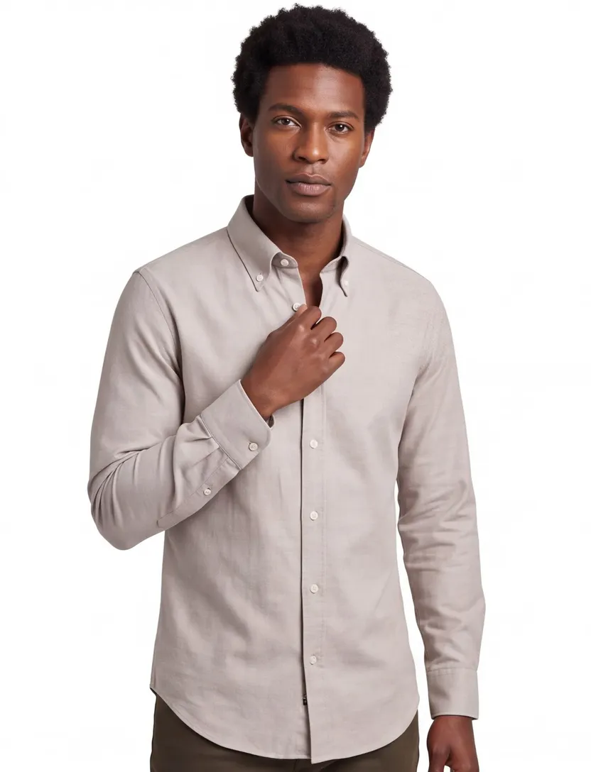 katoenen overhemd John Miller normale fit beige