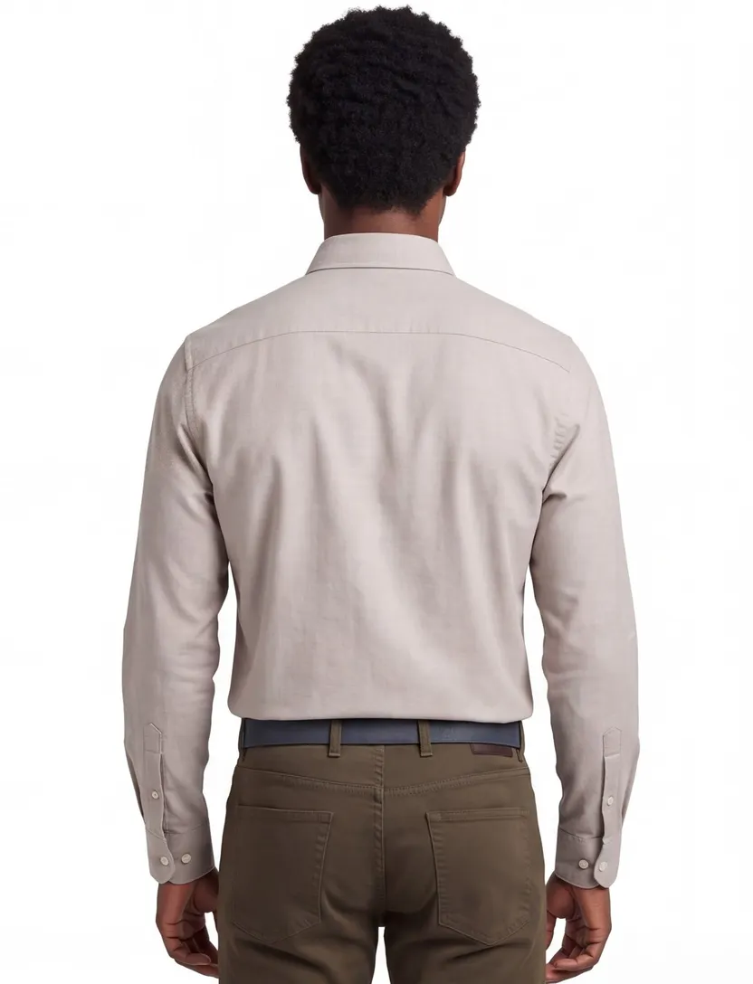 katoenen overhemd John Miller normale fit beige