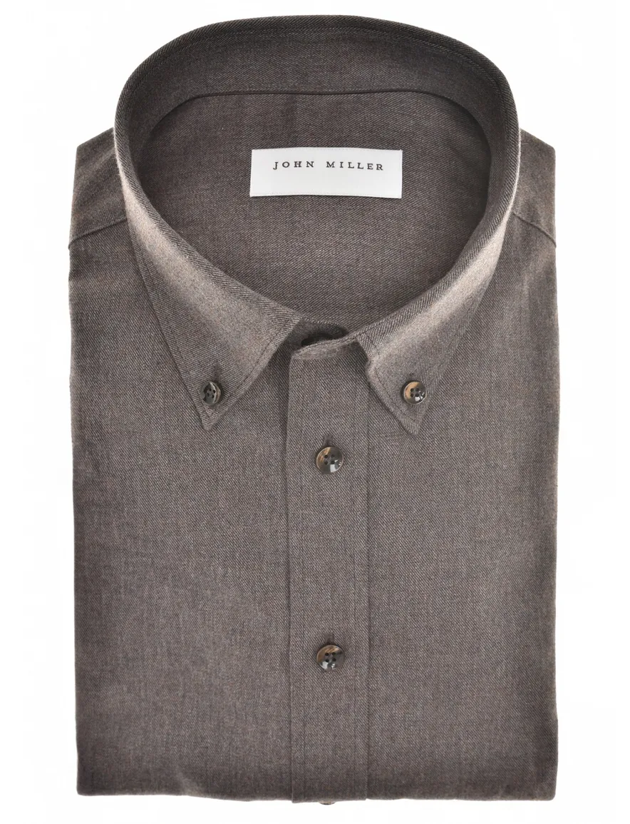 business overhemd bruin John Miller Tailored Fit