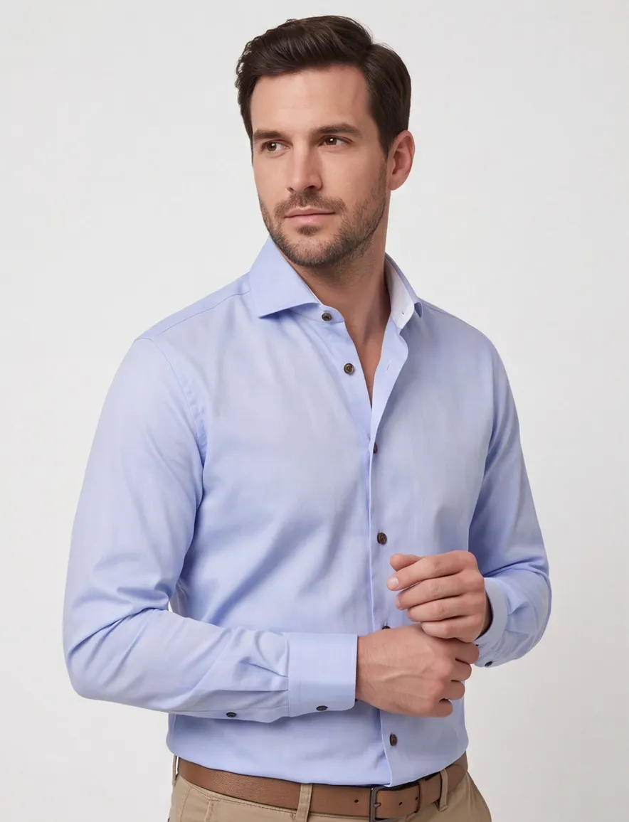 John Miller normale fit overhemd lichtblauw effen cutaway