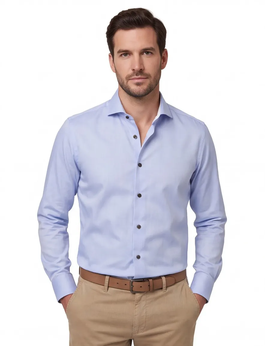 John Miller normale fit overhemd lichtblauw effen cutaway