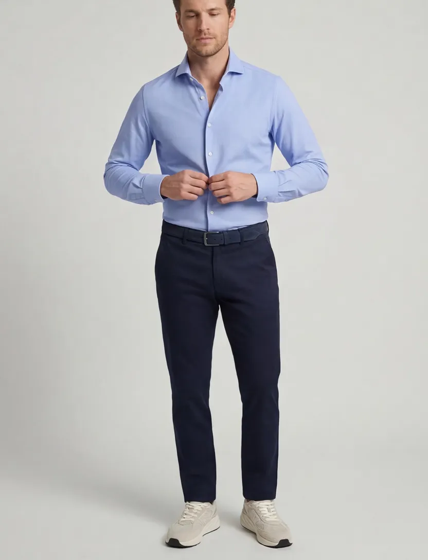 John Miller tailored fit overhemd lichtblauw