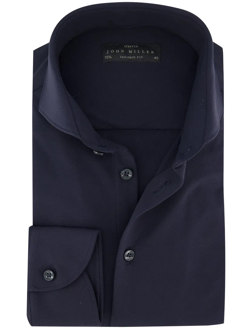 John Miller tailored fit overhemd donkerblauw