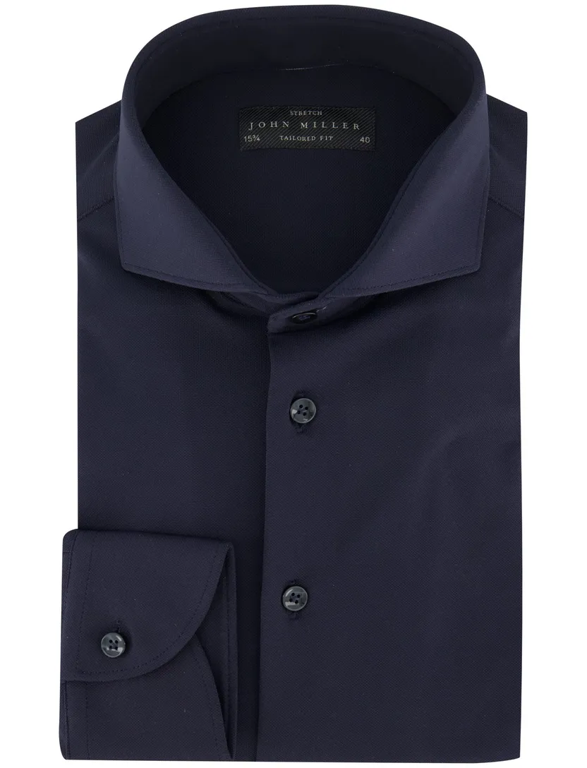 John Miller tailored fit overhemd donkerblauw