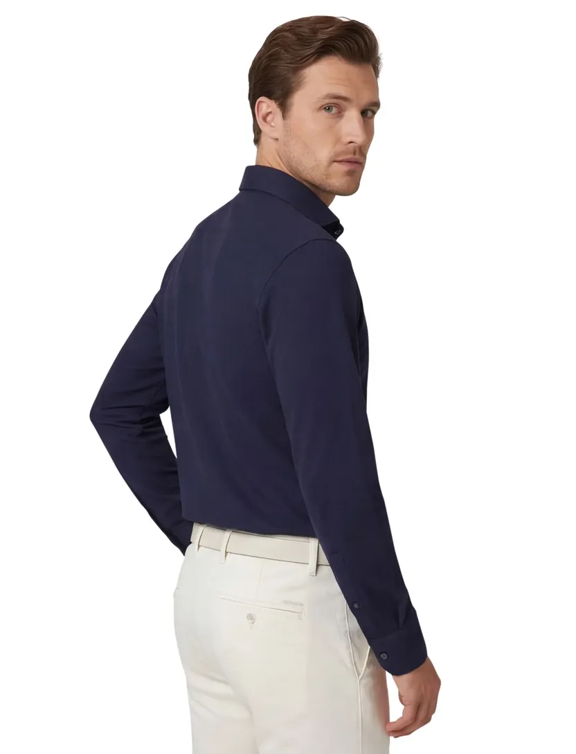 John Miller tailored fit overhemd donkerblauw
