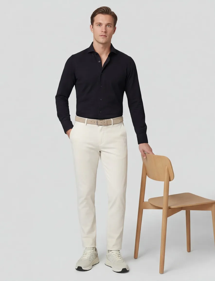 John Miller tailored fit stretch overhemd zwart