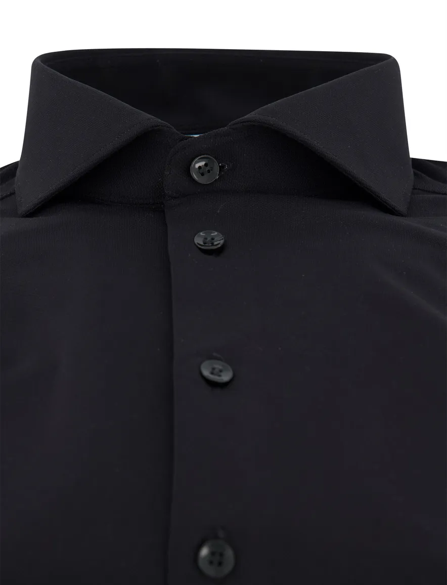 John Miller tailored fit stretch overhemd zwart