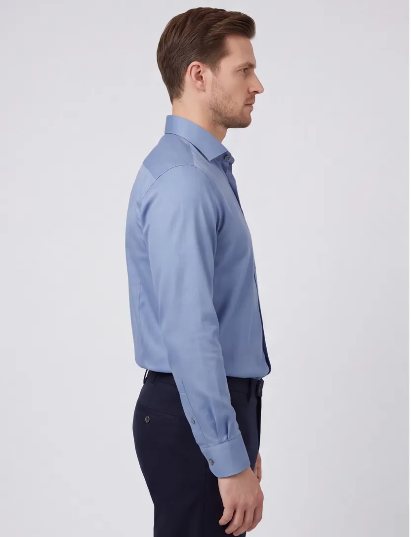 John Miller overhemd blauw effen katoen