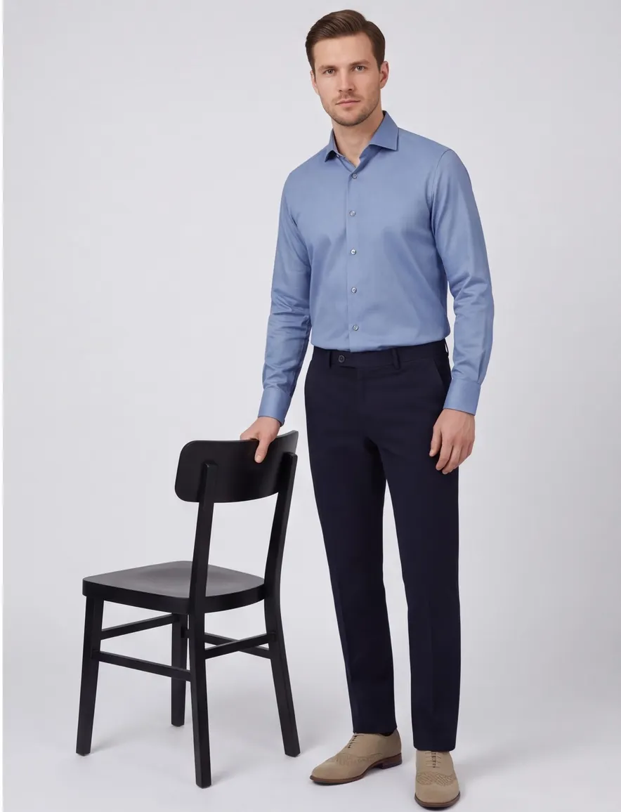 John Miller overhemd blauw effen