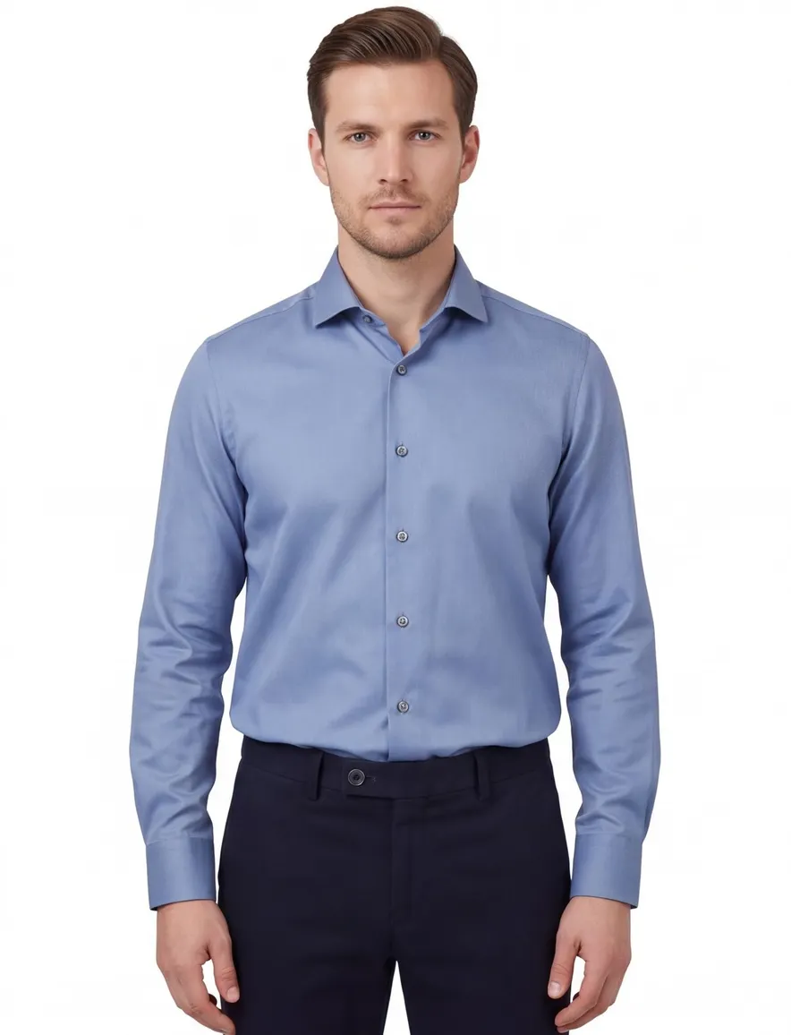 John Miller overhemd blauw effen
