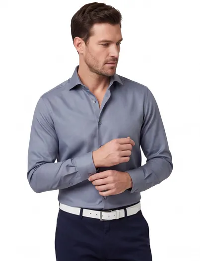 John Miller John Miller overhemd blauw mouwlengte 7