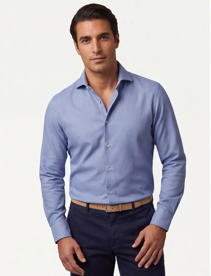 John Miller overhemd blauw effen