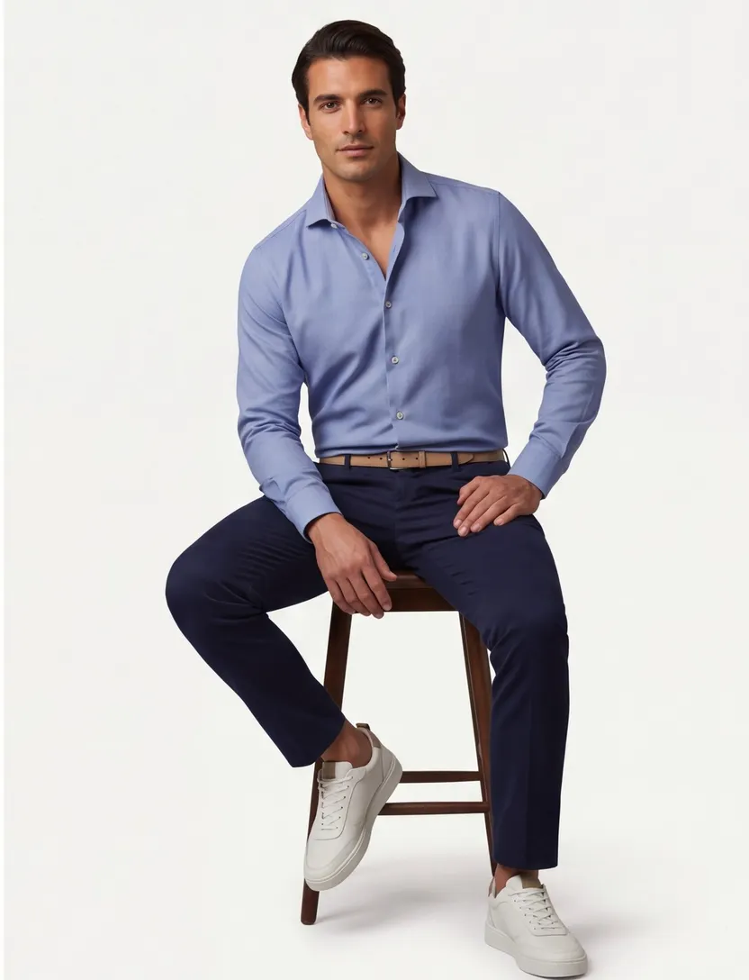 John Miller overhemd blauw effen