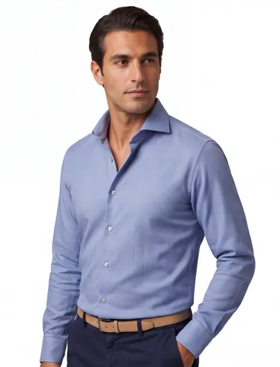 John Miller John Miller overhemd blauw effen katoen