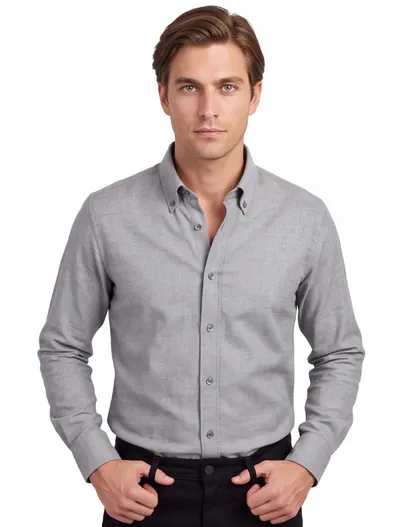 John Miller John Miller tailored fit new overhemd mouwlengte-7 grijs